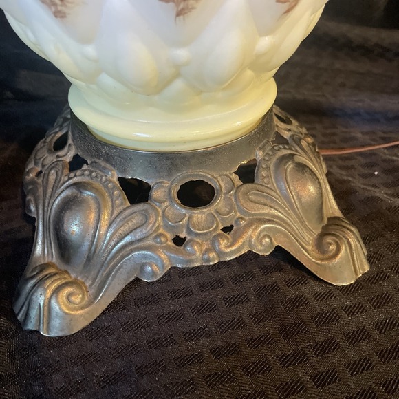 Vtg Gone with the Wind Hurricane Electric 3 Way Lamp Yellow Floral Granny Chic - Picture 8 of 11